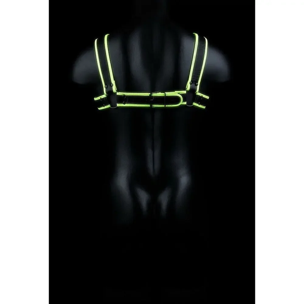 🦋B2G1🦋OUCH Glow In The Dark NEON GREEN Bonded Leather Chest Bulldog Harness L/XL